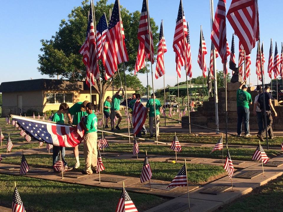 Scouts participating in a patriotic flag ceremony