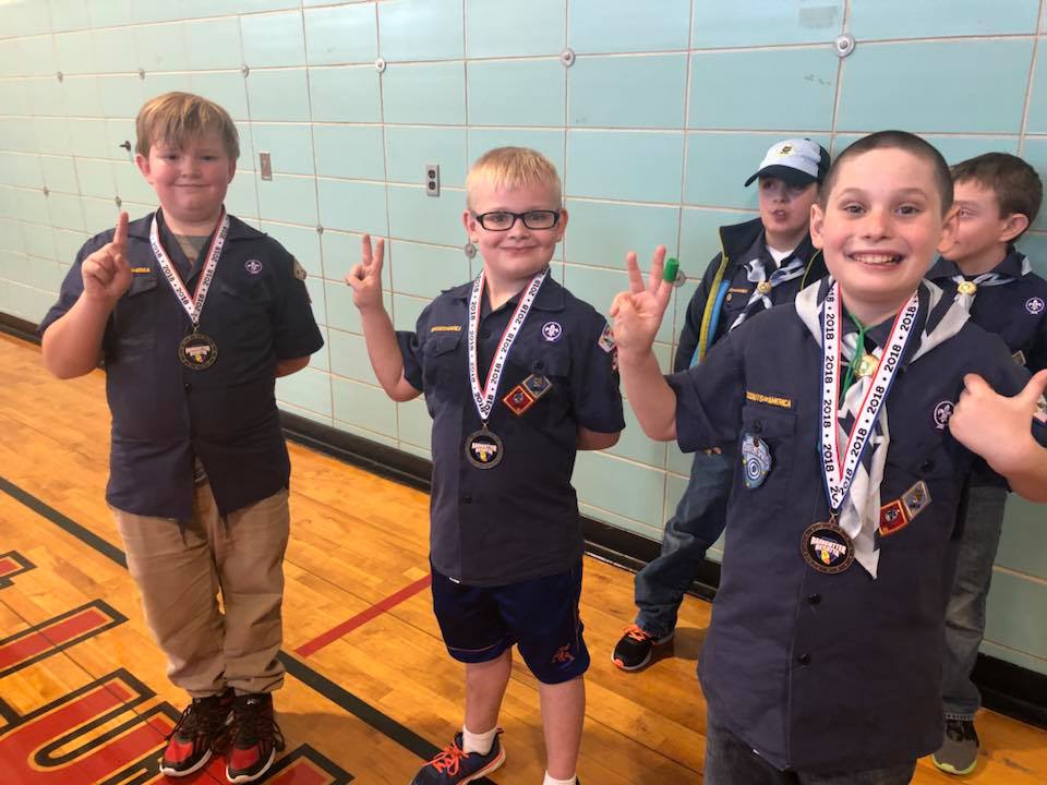 Scouts at a Pinewood Derby race event