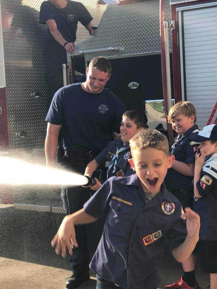 Scouts having hands-on fun with activities